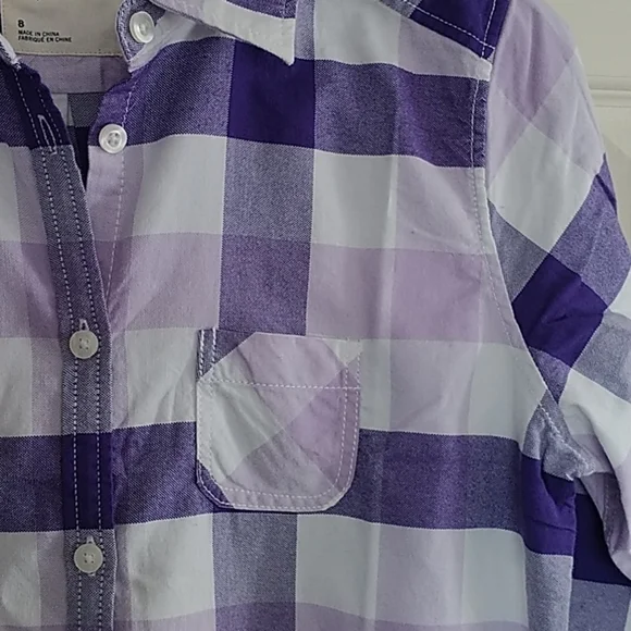 American Eagle Outfitters Classic Purple Plaid Button Front Shirt 8 - Picture 6 of 13